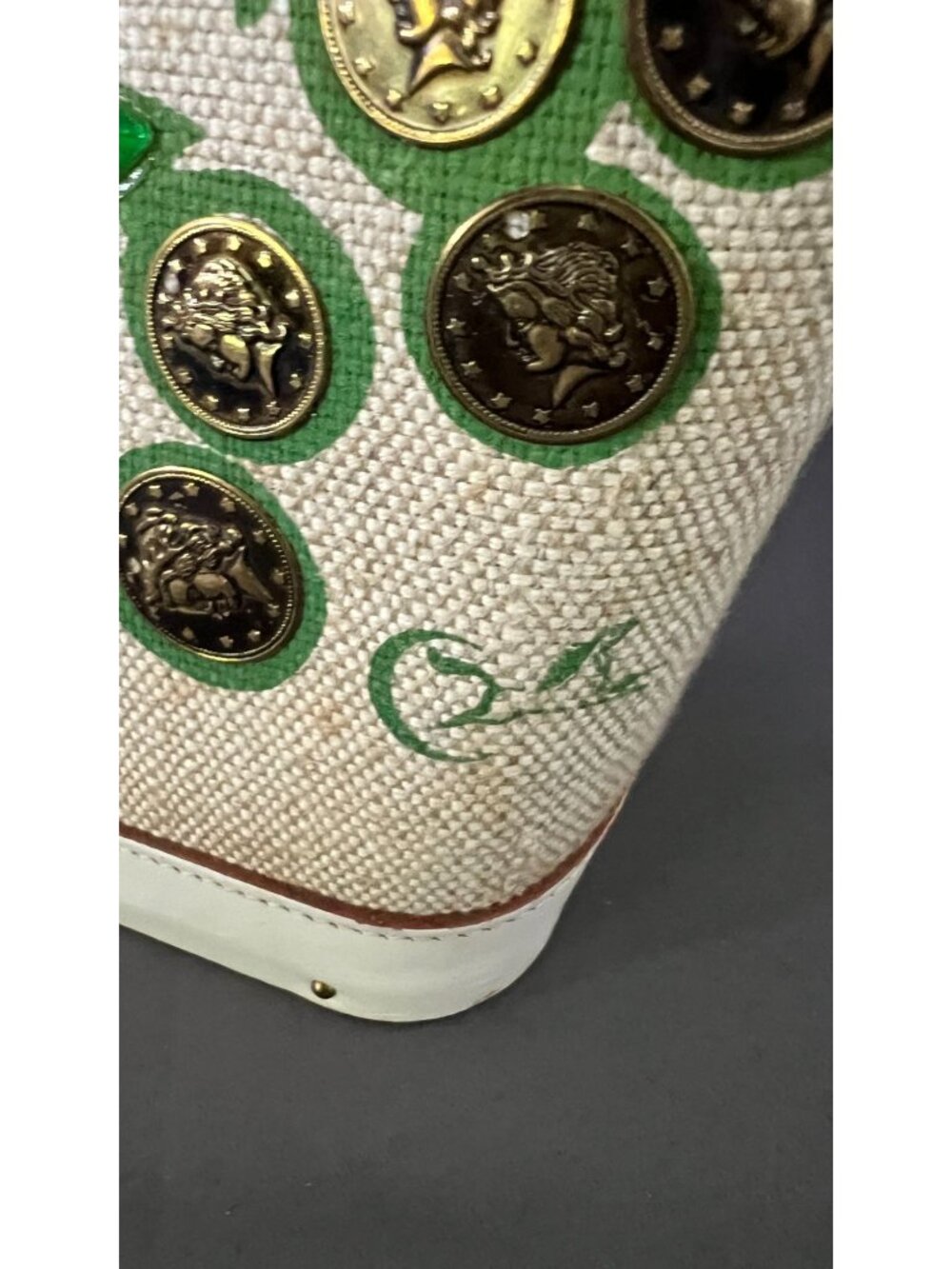 Vintage Embellished "Money Tree" Purse With Wooden Base - Picture 3 of 11